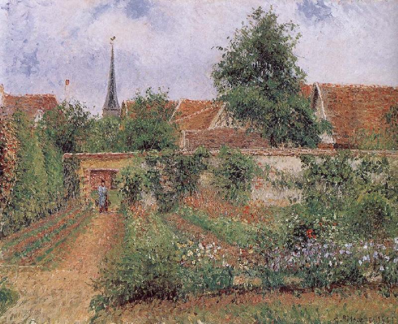 Camille Pissarro gardens of the early morning oil painting image